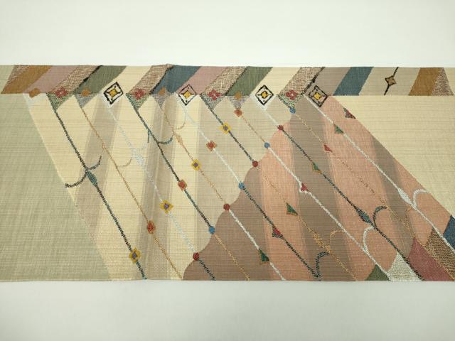 平和屋着物▽太鼓柄袋帯 スリーシーズン帯 春 夏 秋 瓦花文 金銀糸 正絹 逸品 DAAY1146ps