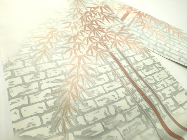 平和屋着物●塩瀬 九寸名古屋帯 友禅 作家物 笹竹文 正絹 逸品 DAAY1188ps