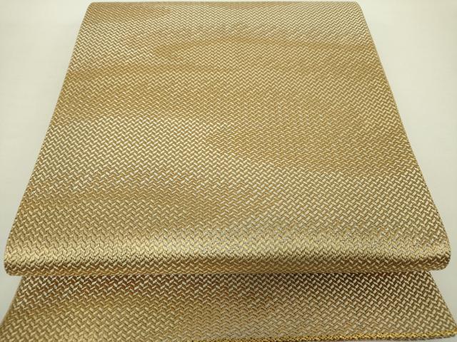 平和屋着物●全通柄袋帯 霞文 金糸 正絹 逸品 未使用 DAAY1317ps