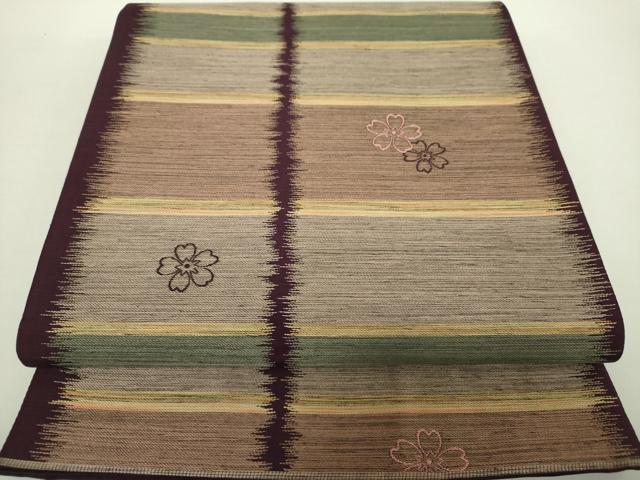 平和屋着物●六通柄袋帯 横段舞桜 正絹 逸品 DAAY1324ps