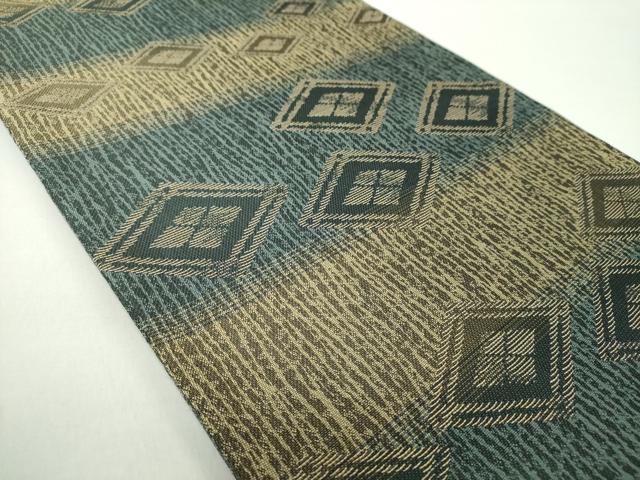 平和屋着物▽両面 六通柄袋帯 スリーシーズン帯 春 夏 秋 菱間道 金糸 正絹 逸品 DAAY1350ps