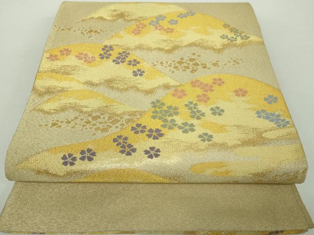 平和屋着物●綴れ 太鼓柄袋帯 遠山花文 金糸 正絹 逸品 DAAY1362ps