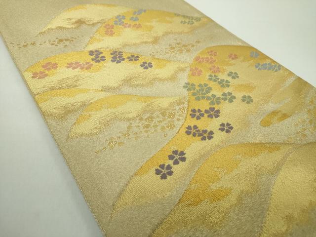 平和屋着物●綴れ 太鼓柄袋帯 遠山花文 金糸 正絹 逸品 DAAY1362ps