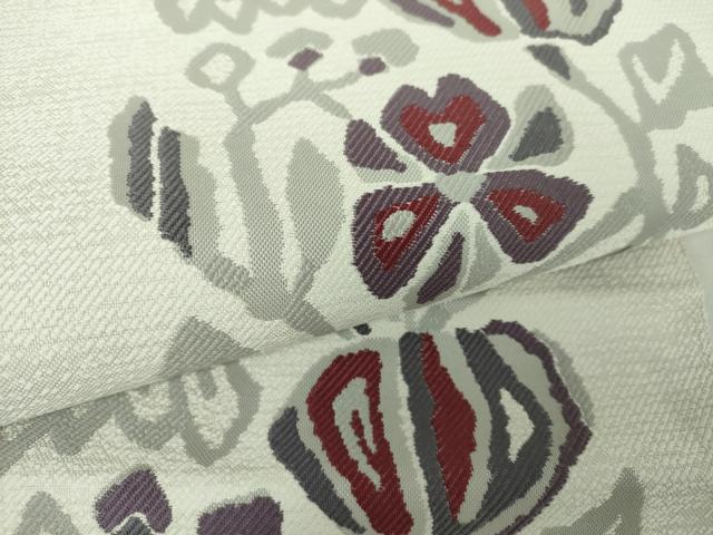 平和屋着物●八寸名古屋帯 草花間道 正絹 逸品 DABE5626ps