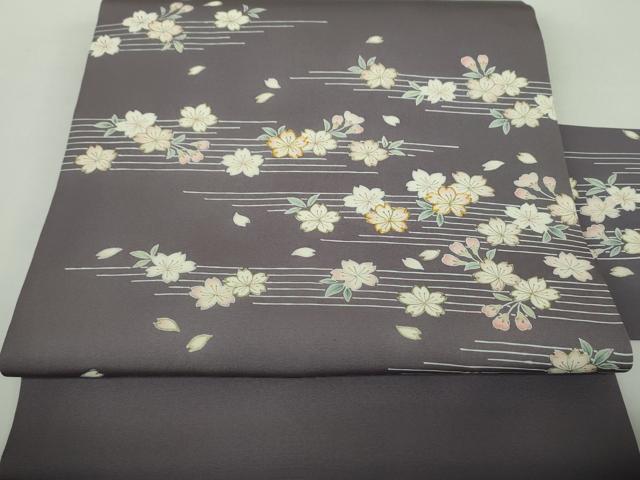 平和屋着物●東京手描友禅 加納知之 塩瀬 九寸名古屋帯 駒刺繍 舞桜 金彩 半色 正絹 逸品 DAAY1392ps