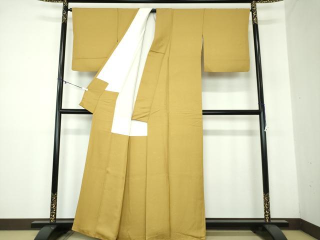 平和屋着物●上質な色無地 吹き寄せ花地紋 桑染色 正絹 逸品 DAAY1395ps