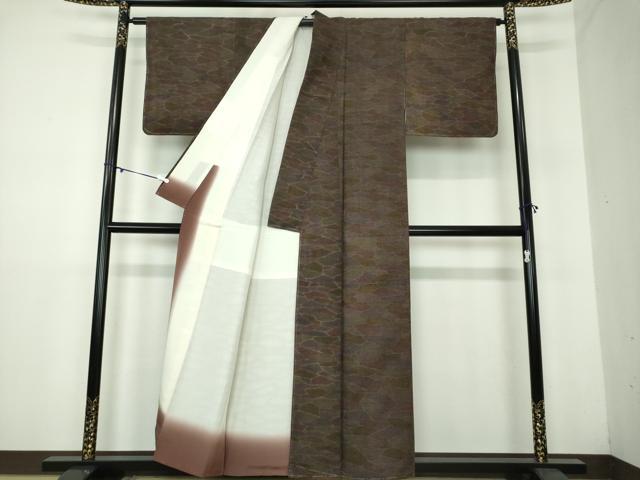 平和屋着物●上質な紬 石畳文 正絹 逸品 未使用 DAAY1451ps