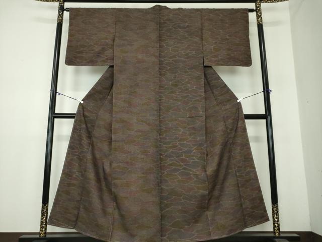 平和屋着物●上質な紬 石畳文 正絹 逸品 未使用 DAAY1451ps