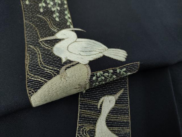 平和屋着物●訪問着 総刺繍 白鷺 枝垂れ柳 金糸 正絹 逸品 DAAY1453ps