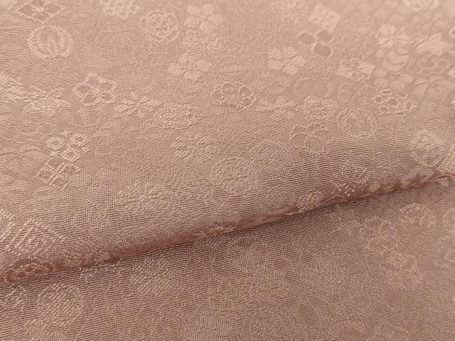 平和屋着物●上質な色無地 吉祥花地紋 梅鼠色 正絹 逸品 DAAY1467ps