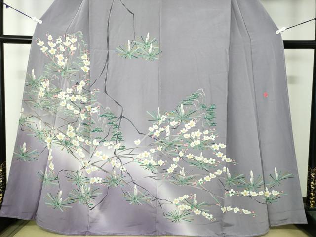 平和屋着物●本加賀友禅作家 前川哲 訪問着 枝梅松文 暈し染め 正絹 逸品 未使用 DAAY1538ps
