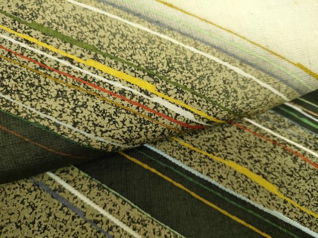 平和屋着物●太鼓柄袋帯 紬地 刺繍 斜線文 正絹 逸品 未使用 DAAY1575ps