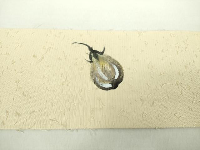 平和屋着物●九寸名古屋帯 髭紬 手描き 為せば成る為さねば成らぬ何事も 成り物 正絹 逸品 未使用 DAAY1623ps