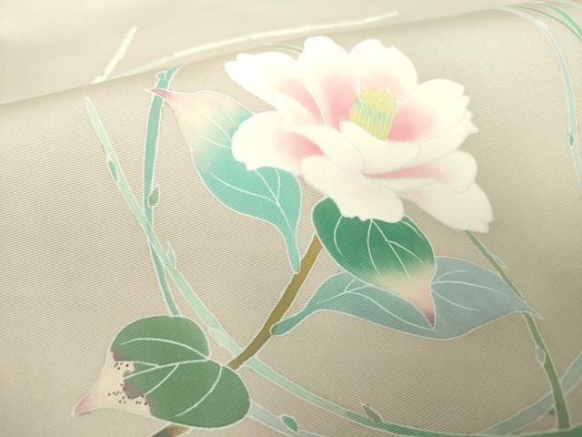 平和屋着物●塩瀬 九寸名古屋帯 友禅 作家物 枝花文 正絹 逸品 DAAY1626ps
