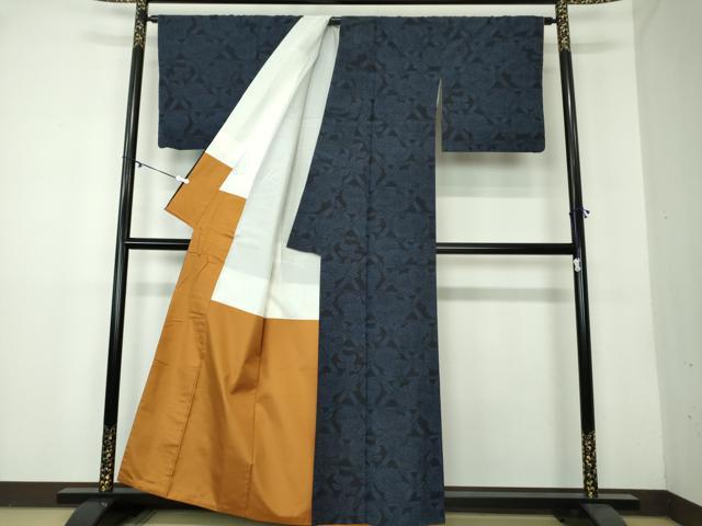 平和屋着物●結城紬 籠目花文 正絹 逸品 DAAY1683ps