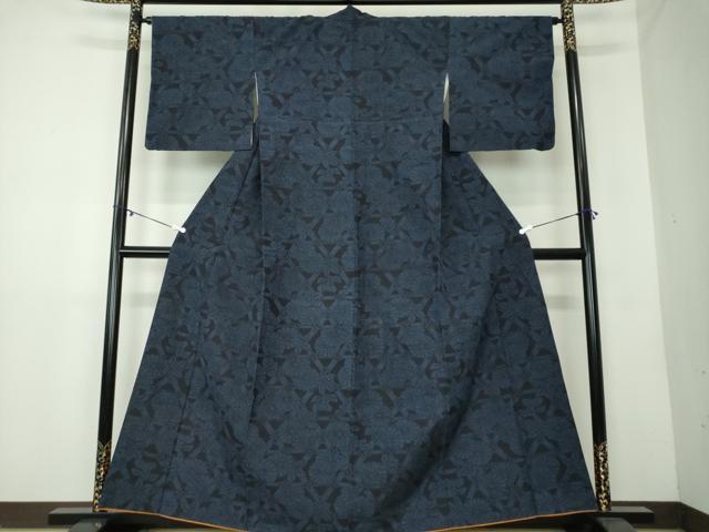 平和屋着物●結城紬 籠目花文 正絹 逸品 DAAY1683ps