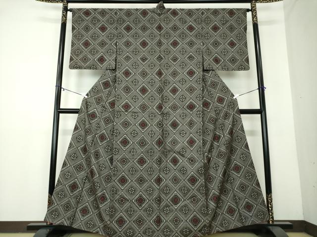 平和屋着物●本場大島紬 龍郷絣 花菱文 正絹 逸品 DAAY1717ps