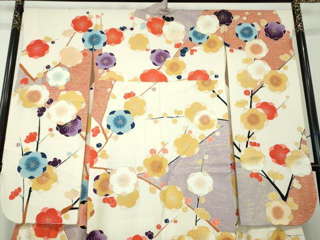 平和屋着物●豪華振袖 駒刺繍 流水枝梅 金彩 正絹 逸品 DAAY1730ps