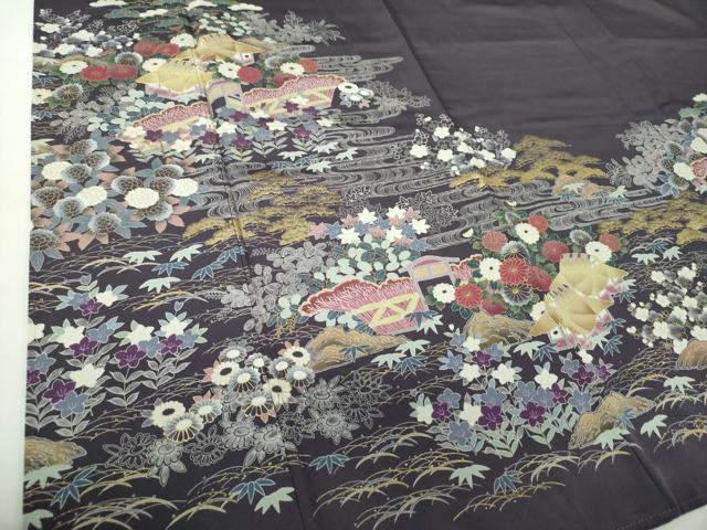 平和屋着物●色留訪問着 駒刺繍 御所解文 金彩 正絹 逸品 DAAY1736ps