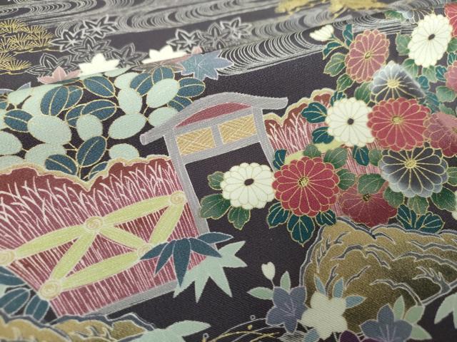平和屋着物●色留訪問着 駒刺繍 御所解文 金彩 正絹 逸品 DAAY1736ps