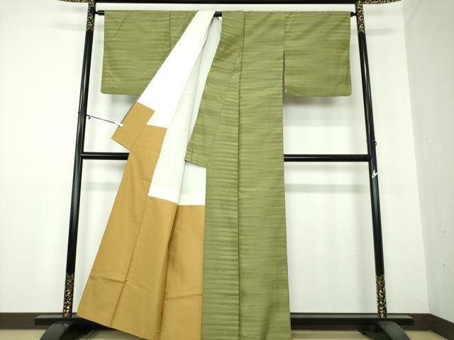 平和屋着物●上質な紬 横縞 正絹 逸品 DAAY1777ps