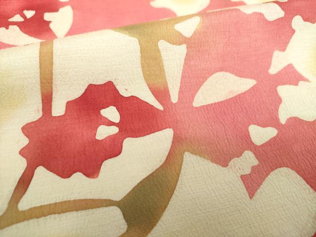 平和屋着物●上質な小紋 お召縮緬 枝花文 暈し染め 正絹 逸品 DAAY1781ps