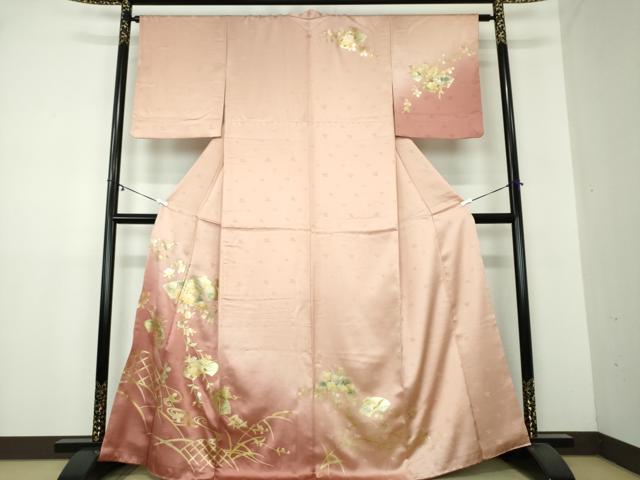 平和屋着物●訪問着 籬流水地紙花文 暈し染め 金彩 正絹 逸品 DAAY1794ps