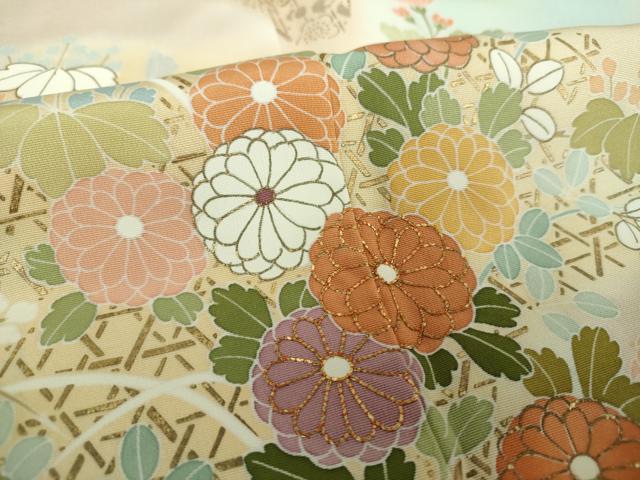 平和屋着物●創業460年・千總 訪問着 駒刺繍 御所車風景花文 暈し染め 金彩 正絹 逸品 DAAY1813ps