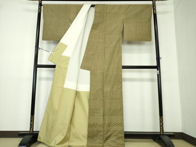 平和屋着物●訪問着 紬地 めがね織 横段文 正絹 逸品 DAAY1816ps