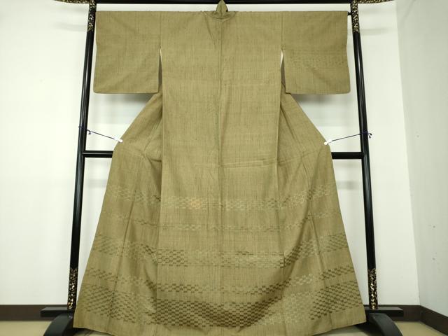 平和屋着物●訪問着 紬地 めがね織 横段文 正絹 逸品 DAAY1816ps