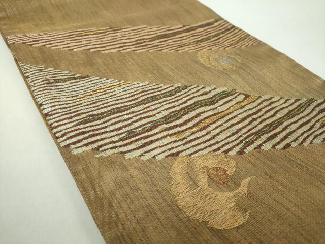 平和屋着物▽六通柄袋帯 スリーシーズン帯 春 夏 秋 横段花文 金糸 正絹 逸品 未使用 DAAY1863ps