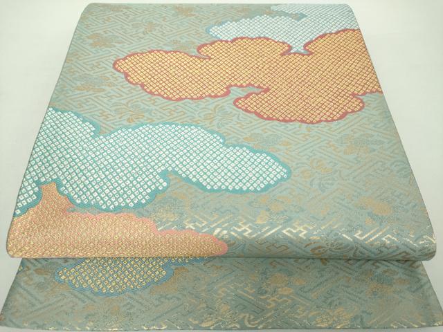 平和屋着物○六通柄袋帯 唐織 鹿の子雲重ね 金糸 正絹 逸品 DAAY1867ps