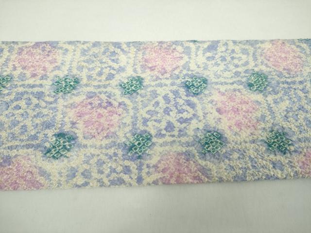 平和屋着物●全通柄九寸名古屋帯 総絞り 格子花文 正絹 逸品 DAAY1931ps