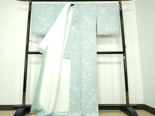平和屋着物●上質な小紋 ろうけつ染め 花鳥唐草文 ロング丈 正絹 逸品 DAAY1963ps