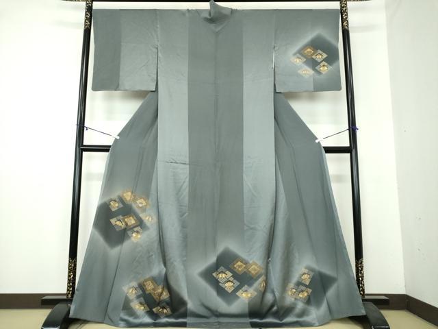 平和屋着物●訪問着 駒刺繍 花菱文 暈し染め 金彩 正絹 逸品 DAAY1972ps