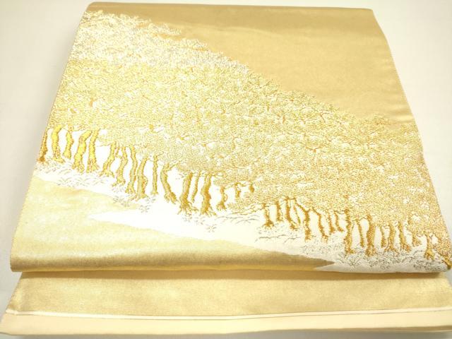 平和屋着物◎太鼓柄袋帯 樹林文 金銀糸 引箔 正絹 逸品 DAAY2388op