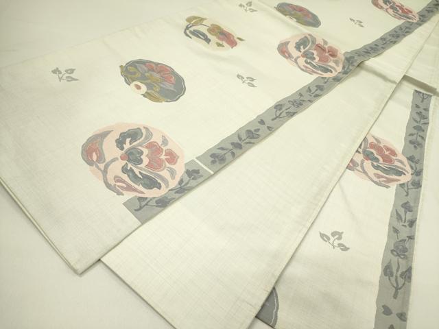 平和屋着物◎西陣 六通柄袋帯 草花 正絹 逸品 DAAY2398op