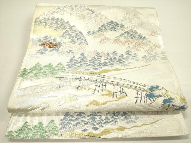 平和屋着物◎六通柄袋帯 唐織 嵐山 金銀糸 正絹 逸品 DAAY2410op