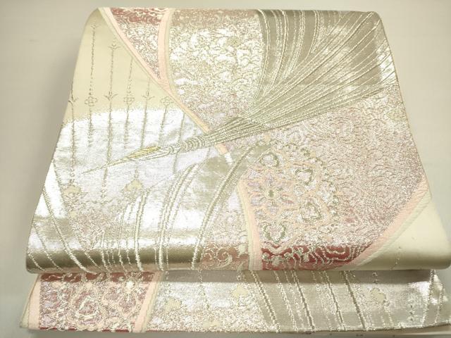 平和屋着物◎六通柄袋帯 唐織 飛鶴文 金銀糸 正絹 逸品 DAAY2421op