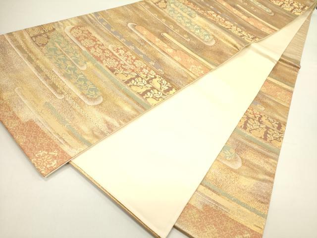 平和屋着物◎六通柄袋帯 霞花文 金糸 正絹 逸品 DAAY2434op
