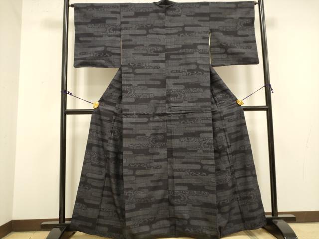 平和屋着物●結城紬 80亀甲 霞花文 正絹 逸品 DAAY2482op