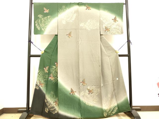 平和屋着物●訪問着 作家物 雀 スズメ 暈し染め 正絹 逸品 DAAY2496op