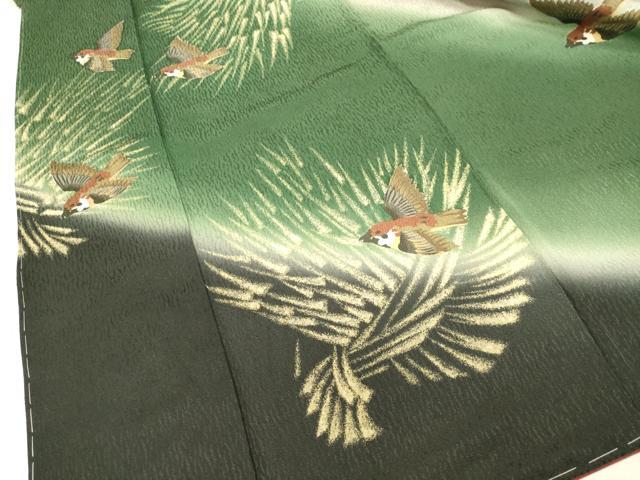 平和屋着物●訪問着 作家物 雀 スズメ 暈し染め 正絹 逸品 DAAY2496op