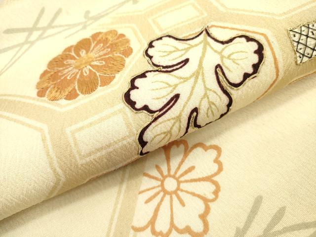 平和屋着物●アンティーク 大正ロマン 九寸名古屋帯 駒刺繍 蜀江花文 正絹 逸品 DAAY2661op