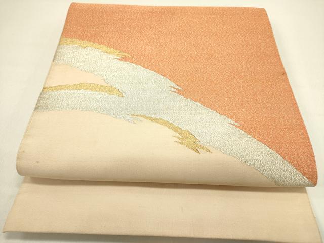 平和屋着物●爪掻き本綴れ 八寸名古屋帯 霞文 金銀糸 正絹 逸品 DAAY2692op