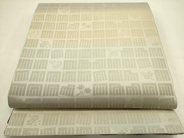 平和屋着物●両面 全通柄袋帯 幾何学文様 正絹 逸品 未使用 DAAY2698op