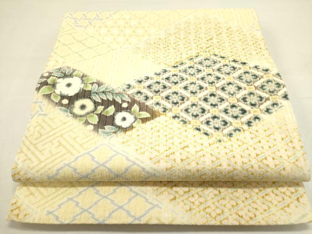 平和屋着物●全通柄袋帯 ふくれ織 花菱文 正絹 逸品 DAAY2719op