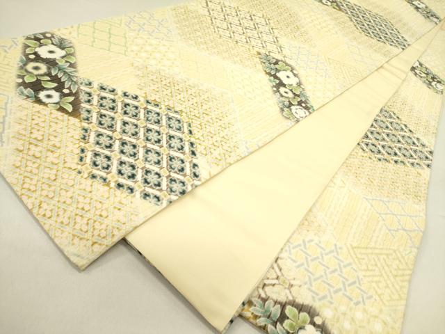 平和屋着物●全通柄袋帯 ふくれ織 花菱文 正絹 逸品 DAAY2719op