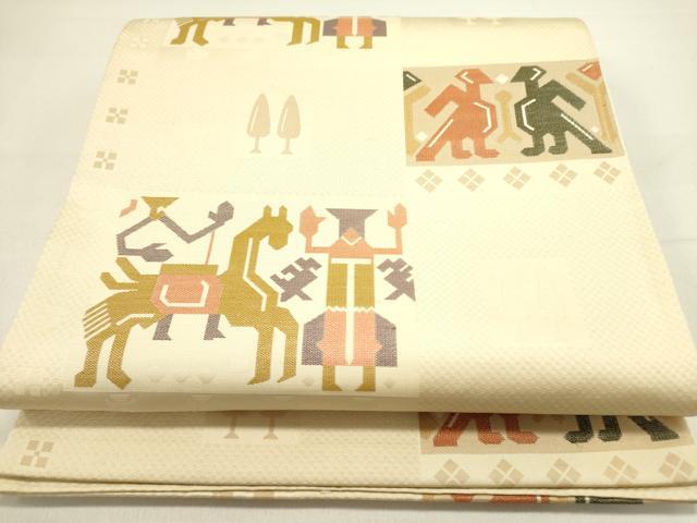 平和屋着物●六通柄袋帯 壁画文様 正絹 逸品 DAAY2720op