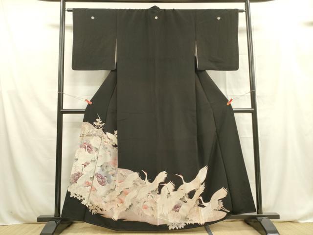 平和屋着物■豪華黒留袖 飛鶴花文 正絹 逸品 DAAY2788op